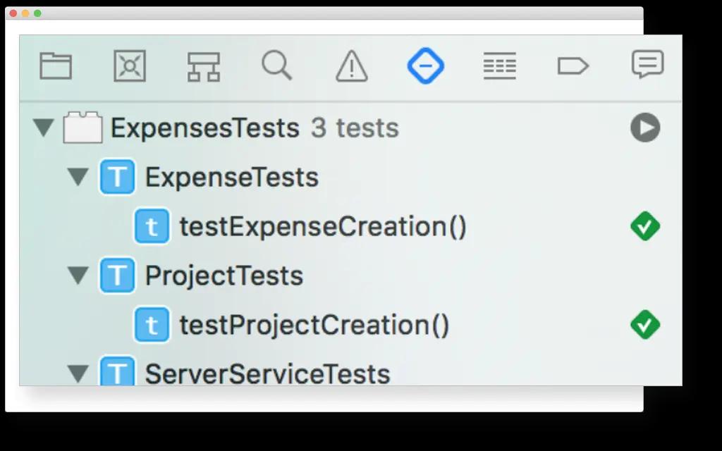Screenshot of viewcontroller with tests