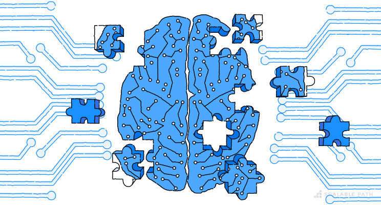 Puzzle of a artifitial brain with circuits on the back