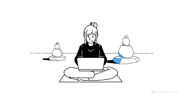 A developer practicing mindfulness while working