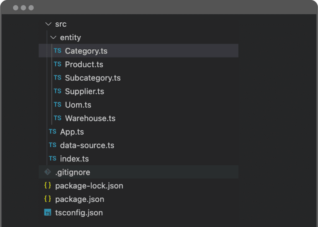 Screenshot of full-stack demo app project structure 